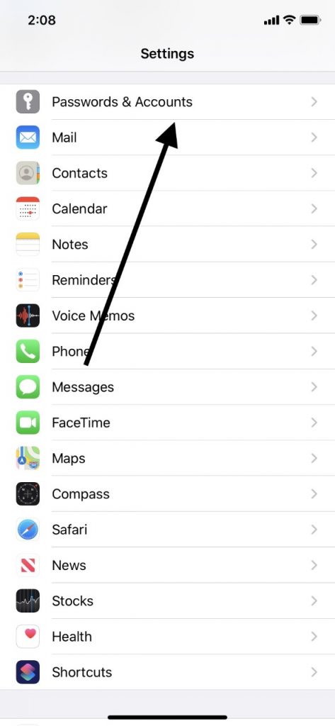iPhoneのアカウントの調整は、連絡先名を表示しません