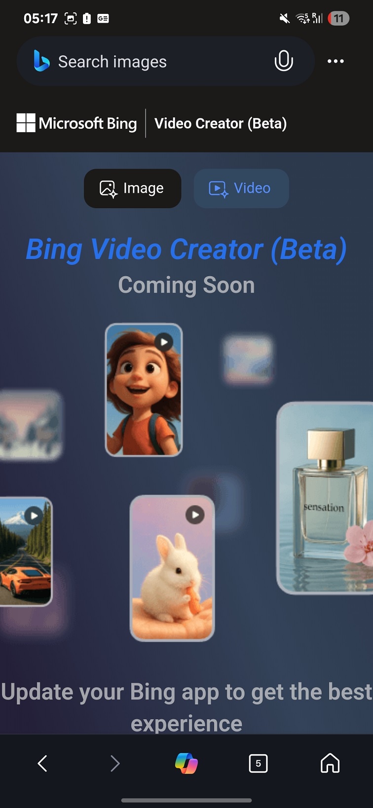 AndroidのBing Video Creator