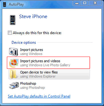 iPhoneデータをAutoplayを使用してラップトップに転送します