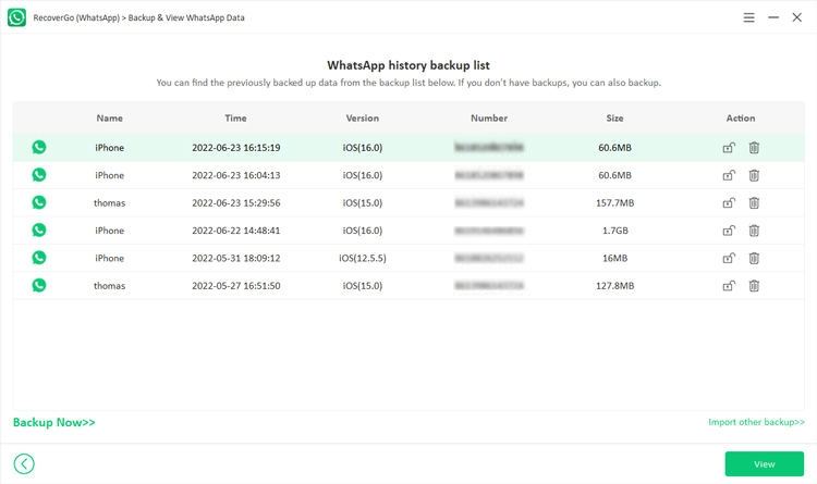 WhatsAppバックアップを回復します