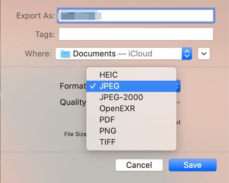 Macのプレビューを使用してJPGにheic