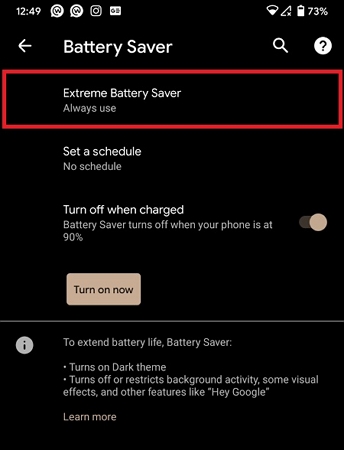 Androidでバッテリーセーバーをオフにします