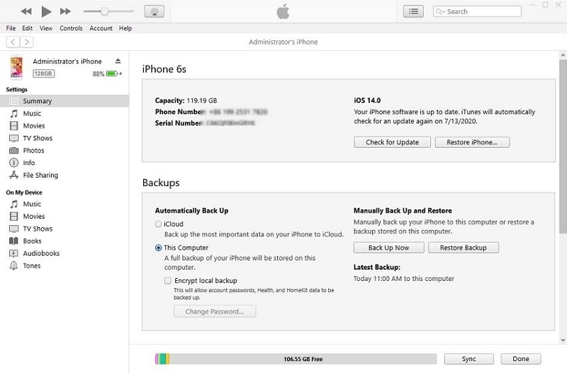 iTunes経由でiPhoneを更新します