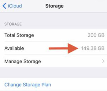 iCloudアカウントに十分なスペースがあることを確認してください