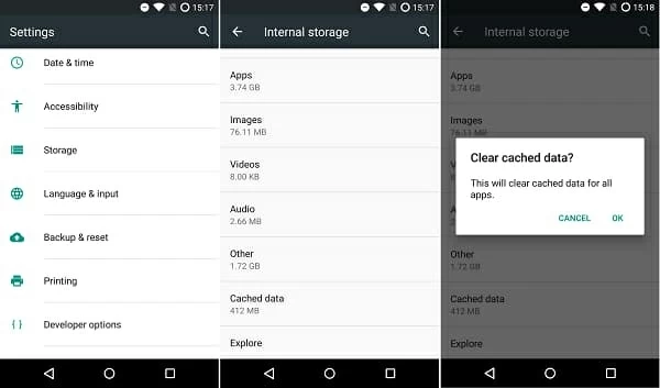 キャッシュをクリアしてAndroidでリサイクルビンをクリアする方法