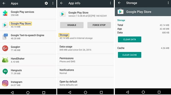 Google Playストアのキャッシュとデータをクリアします