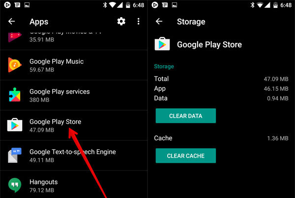 Google Playのキャッシュを削除します