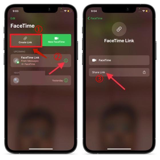 FaceTimeでリンクを共有して画面を共有します
