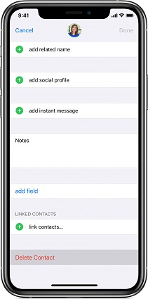 iPhoneから連絡先を削除します