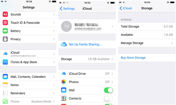 iCloudストレージに入ります