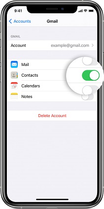 iPhoneアカウントから連絡先を消去します