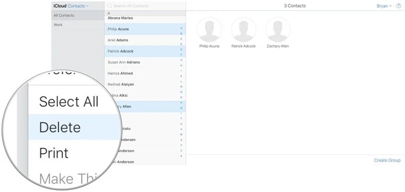 iCloudからiPhoneの連絡先を削除します