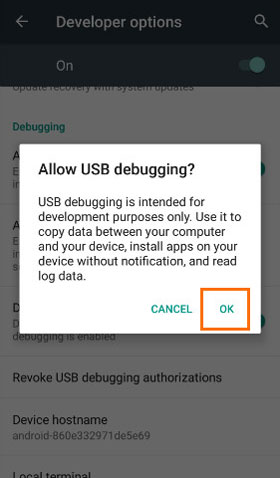 OnePlus電話でUSBデバッグを開きます