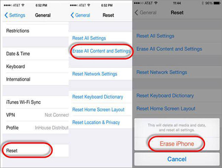 工場出荷時のiPhoneをリセットして、iPhoneからすべてを削除します