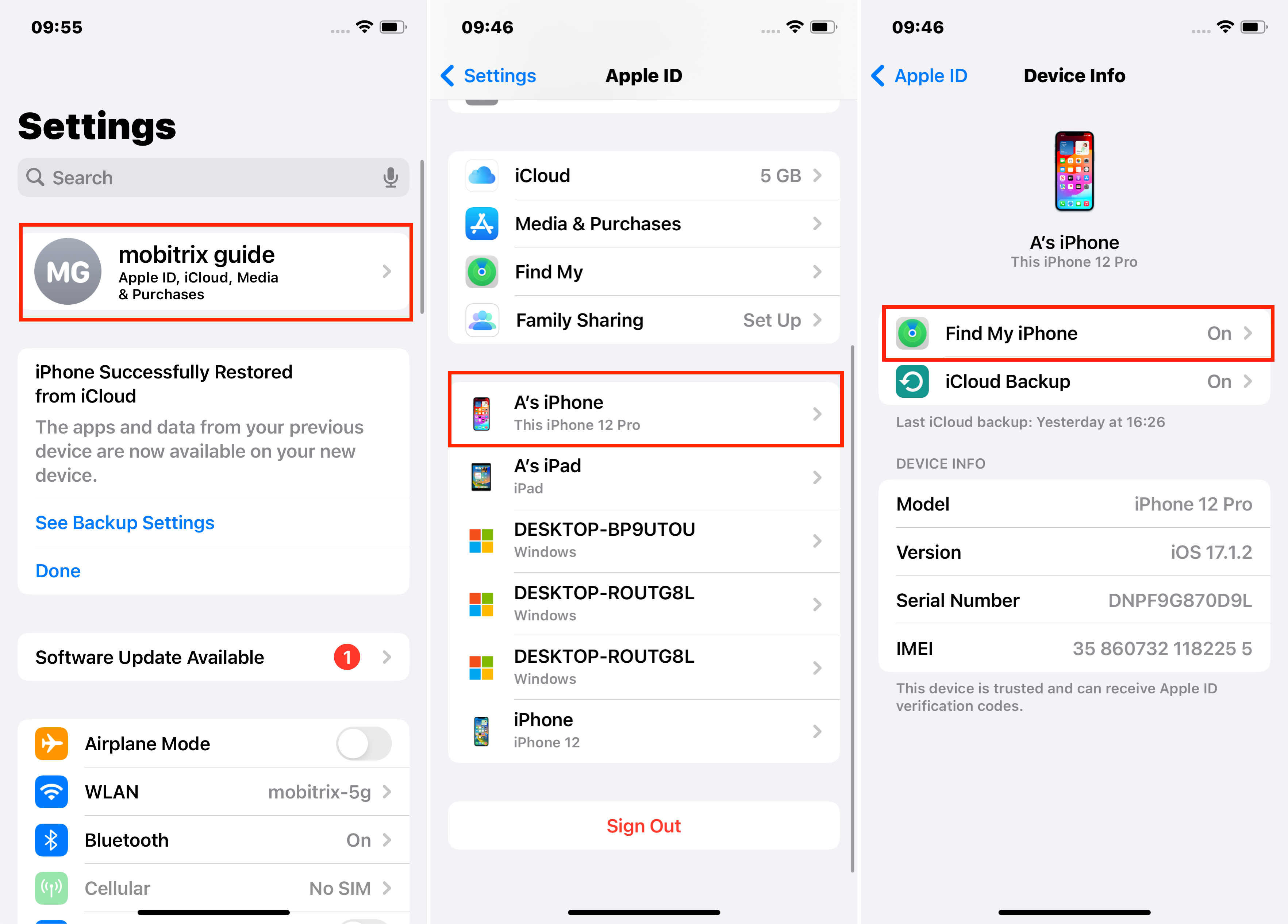 iPhoneの設定でiPhoneを見つけます