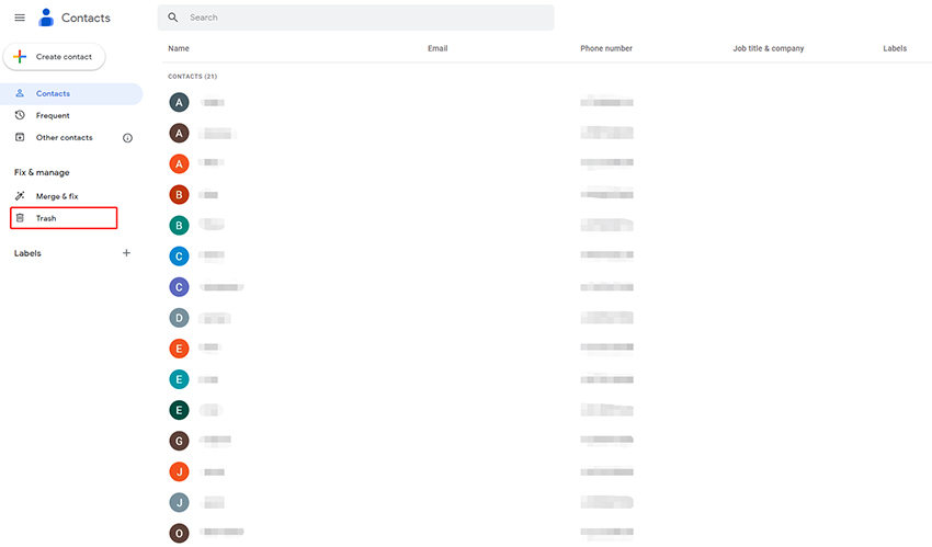 Google連絡先Webサイトのゴミ