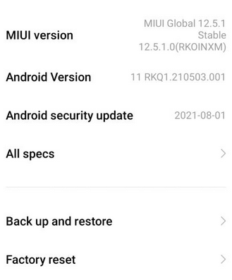 設定からXiaomiを工場出荷する方法
