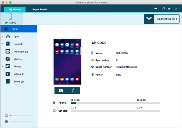 Androidアシスタントのプライマリウィンドウ