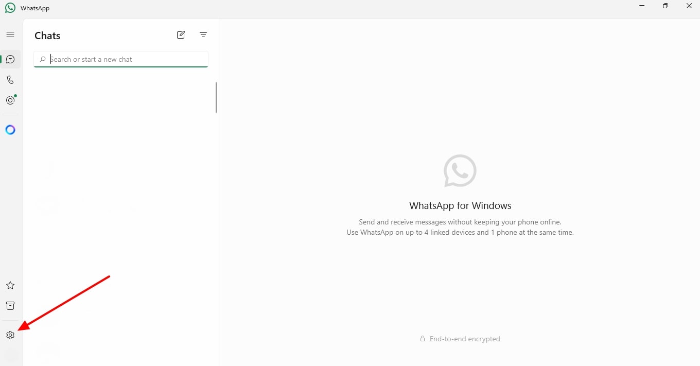 WhatsAppデスクトップ設定にアクセスします