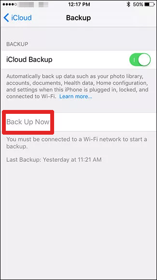 iPadをiCloudにバックアップします