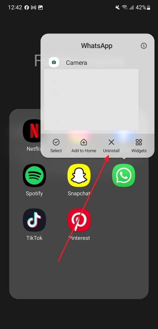 WhatsAppでアンインストールアイコンを使用します