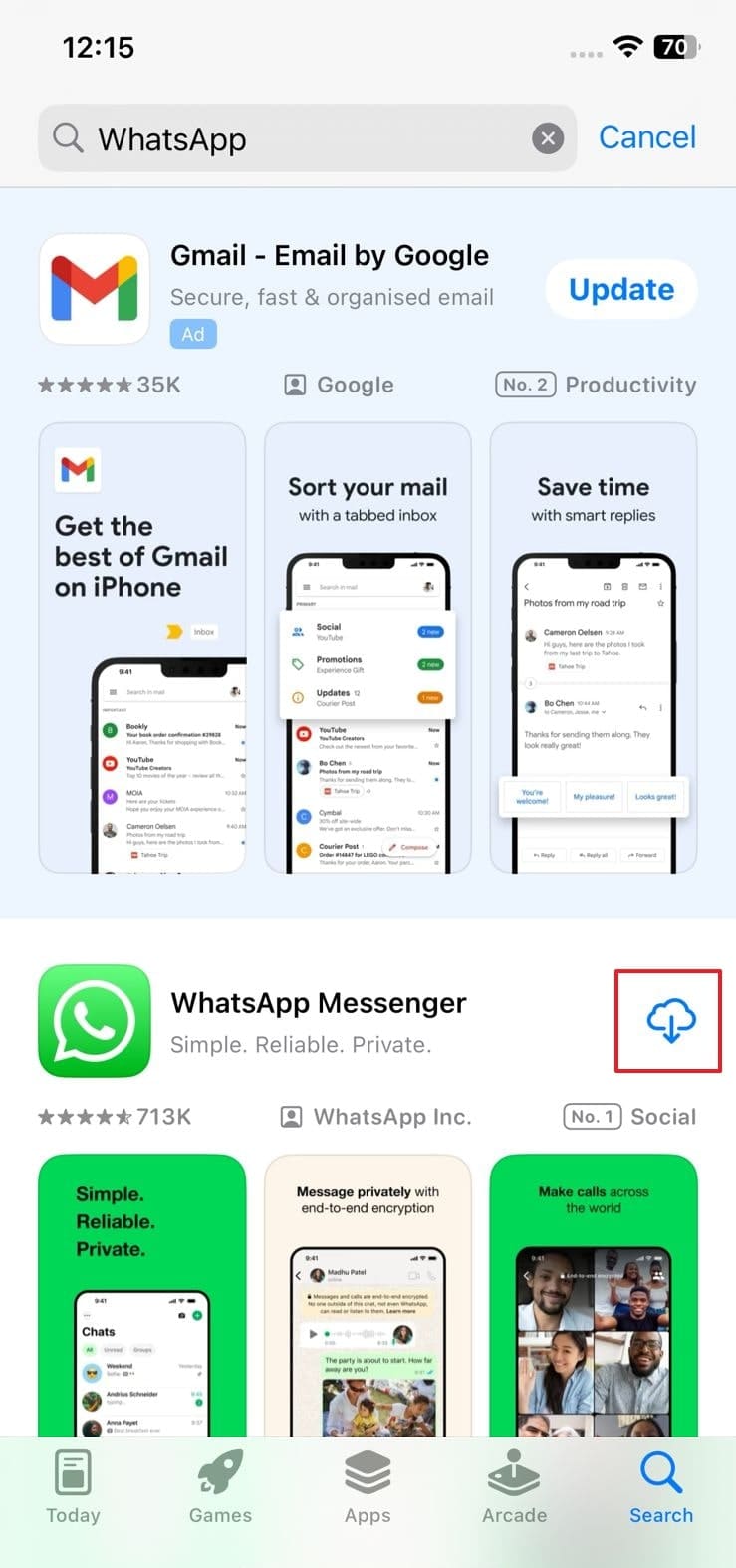 App StoreからWhatsAppを再インストールします