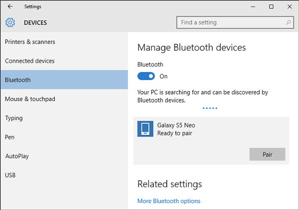 AndroidとラップトップをBluetoothとペアにします