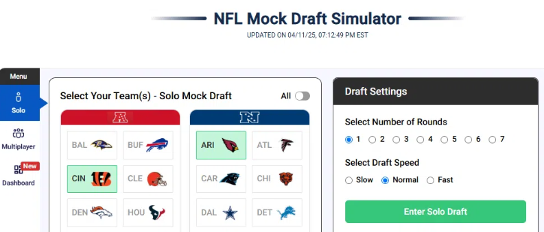 NFLモックドラフトシミュレーター