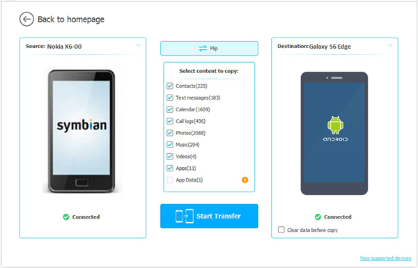 NokiaからHTCに転送するアプリフォルダーを選択します