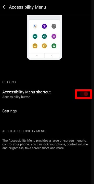 アクセシビリティメニューショートカットを有効にします