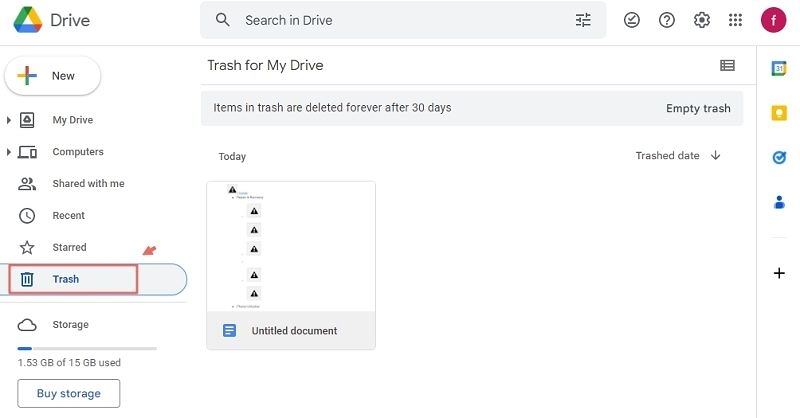 Googleドライブを使用したドキュメント回復