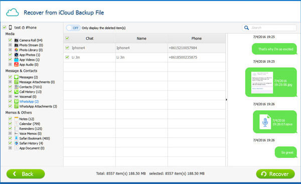 iCloudバックアップからWhatsAppメッセージを回復します