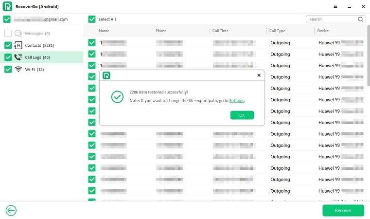 Recovergo Androidは成功を復元します
