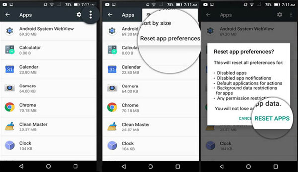 Androidでアプリケーションをリセットします
