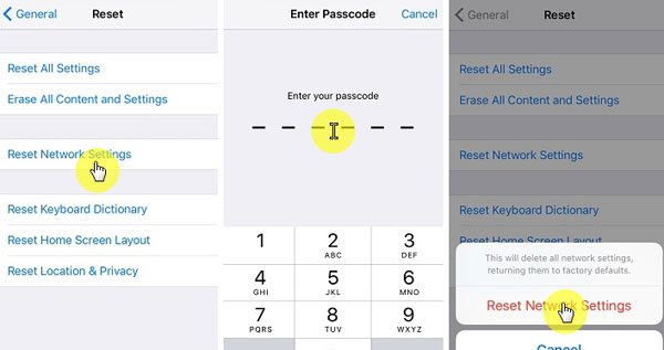 iPhoneネットワークリセット