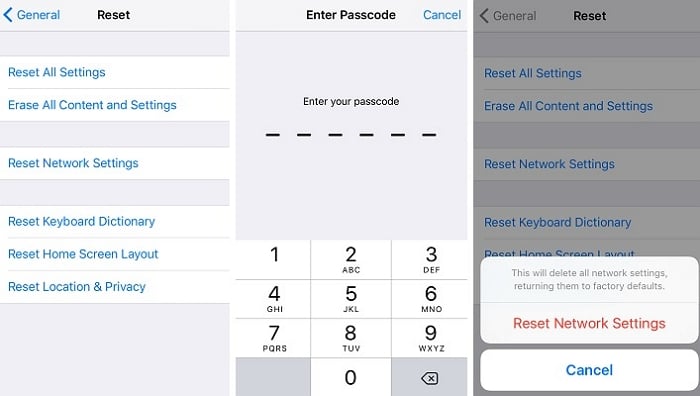 iPhoneでネットワーク設定をリセットします