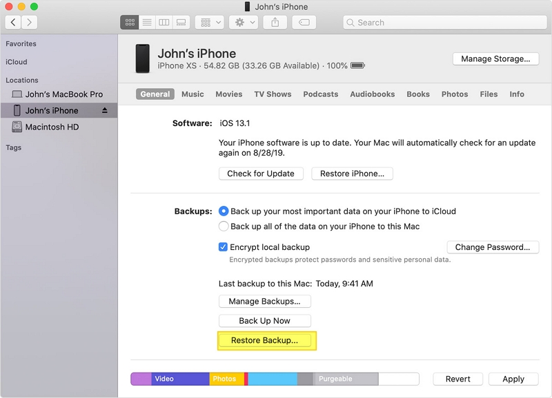 iTunesを介して復元します