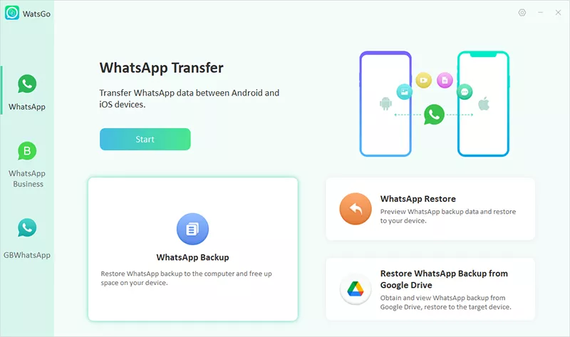 WhatsAppバックアップ機能を選択します