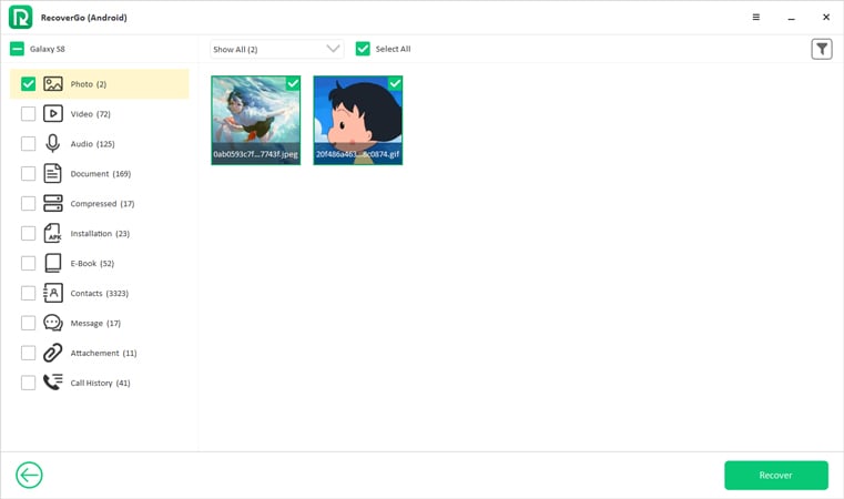 [AndroidをRecovergo RecoverGo]を選択します
