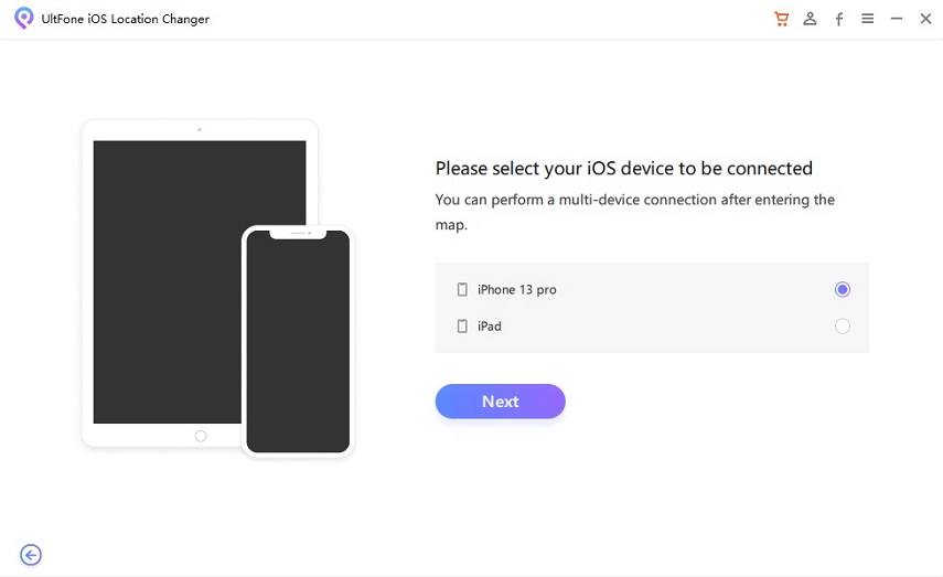 iPhoneを選択して場所を変更します