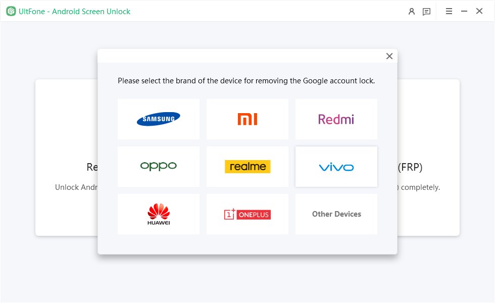 ブランドを選択して、Android電話でGoogle FRPロックを削除する