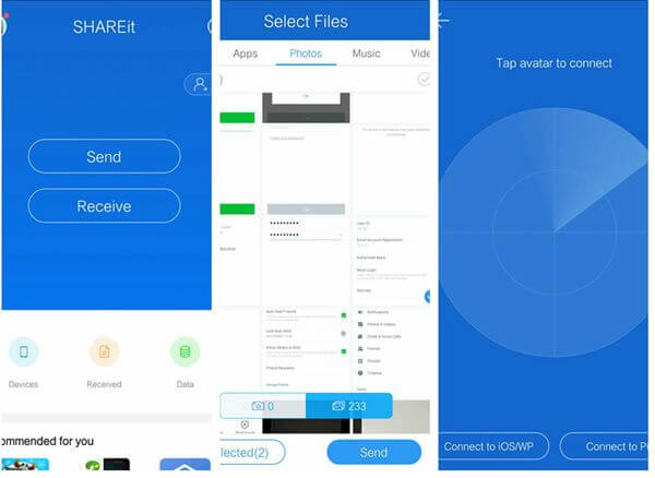 shareit経由で電話からラップトップにファイルを転送します