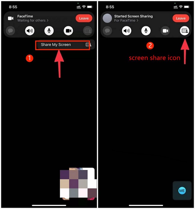 FaceTimeコールで画面を共有します