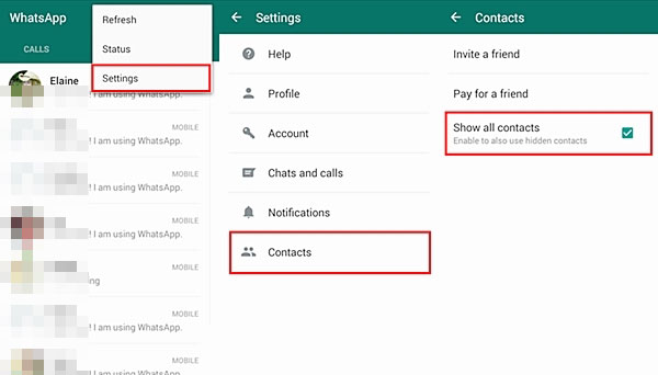WhatsAppのすべての連絡先機能を表示します