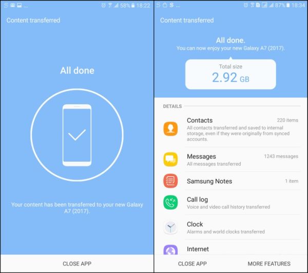 Samsung S7からSamsungS9にSmart Switchを転送する
