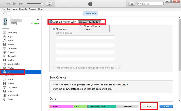 iTunesを介してiPhoneですべての連絡先を共有する方法
