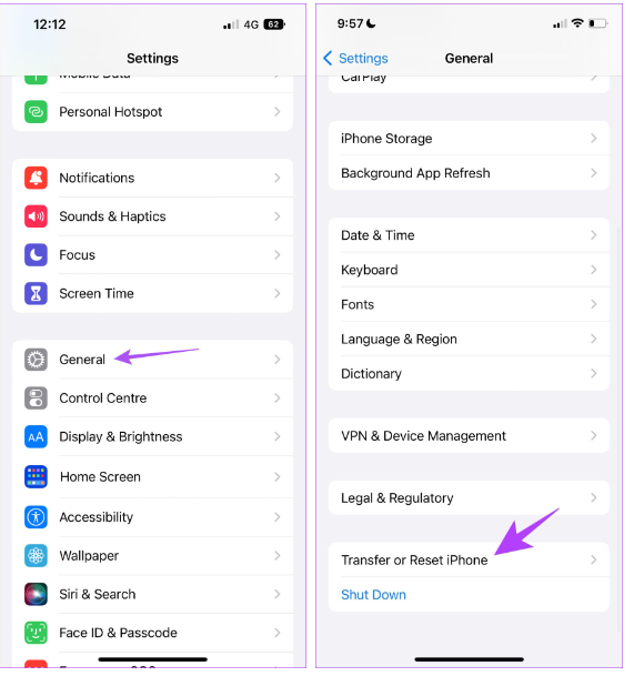 iPhoneを転送またはリセットします