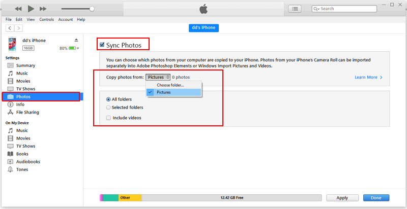 iPhoneからiTunesを介してラップトップに写真をダウンロードしてください