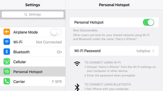 WiFiまたはコンピューターなしでiPhoneをHotspotを介して更新します