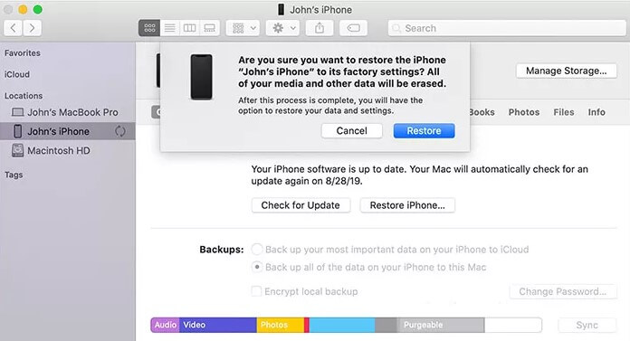 iPhone 15をiTunesでリセットします